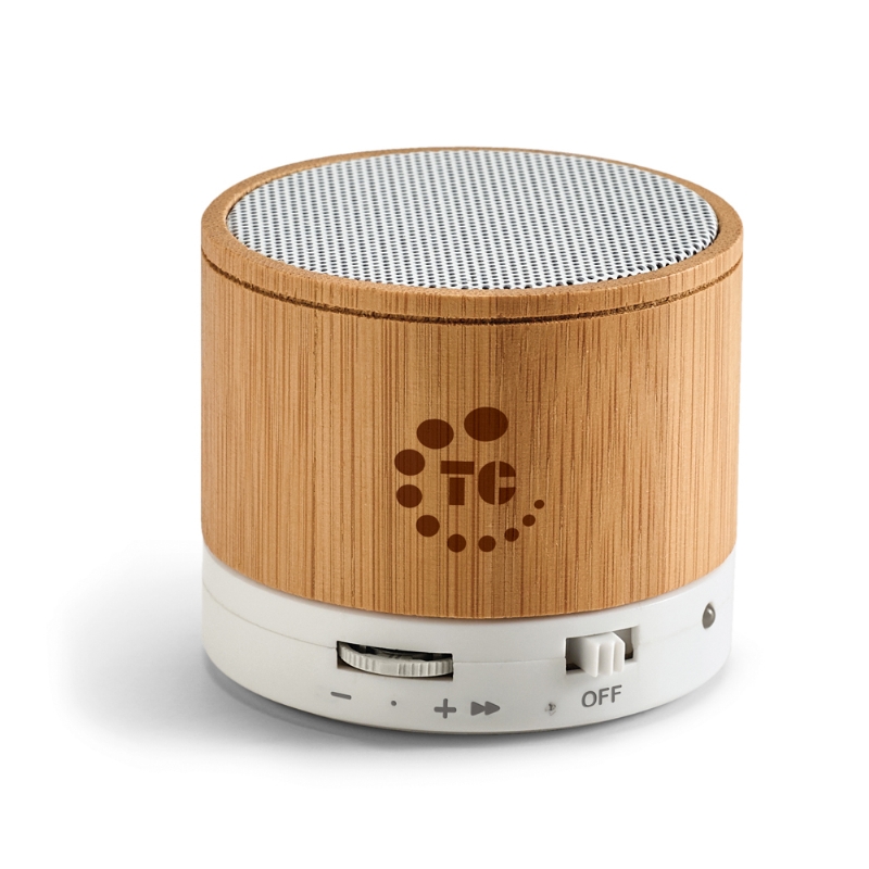 Foto S97256 - Caixa de som com microfone em Bambu personalizada