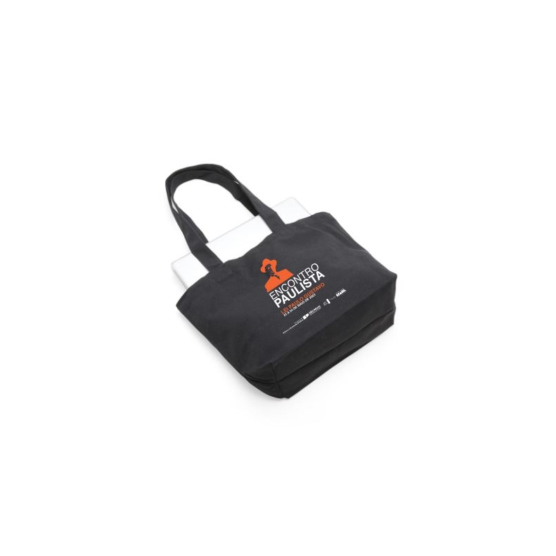 Foto Sacola de lona em algodão para brindes na cor preta