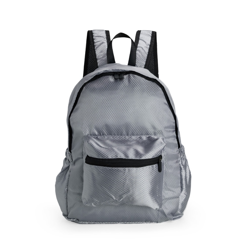 Foto Mochila Dobrável Poliéster Personalizada Cinza