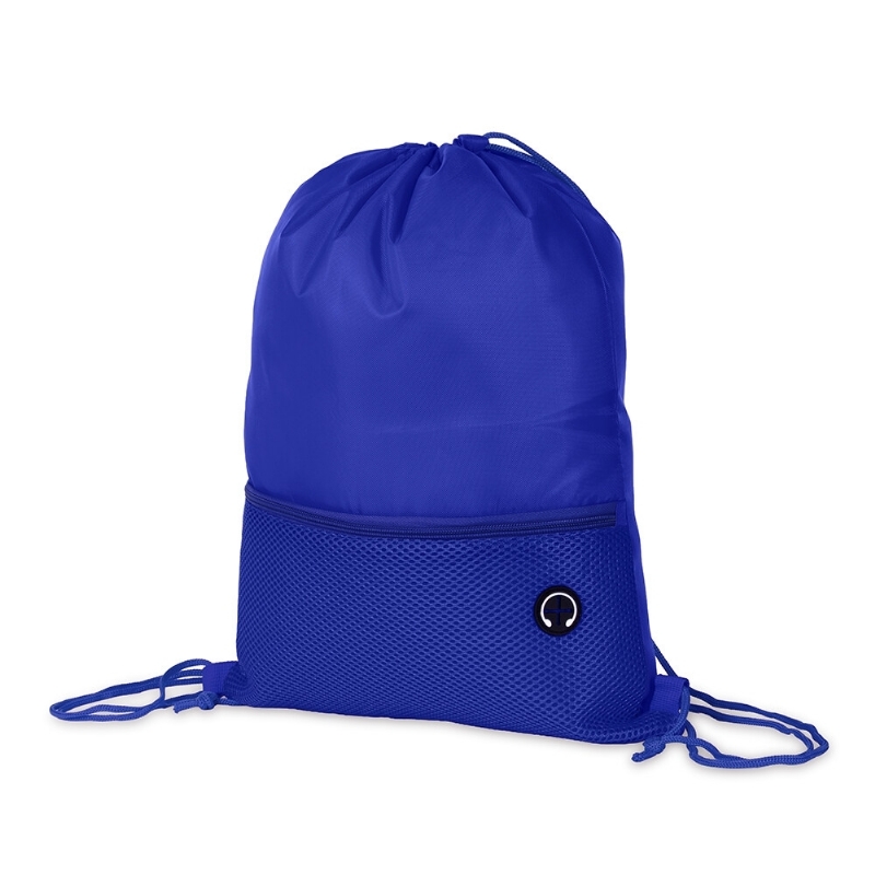 Foto Mochila Saco Com Bolso Poliéster Personalizada Azul