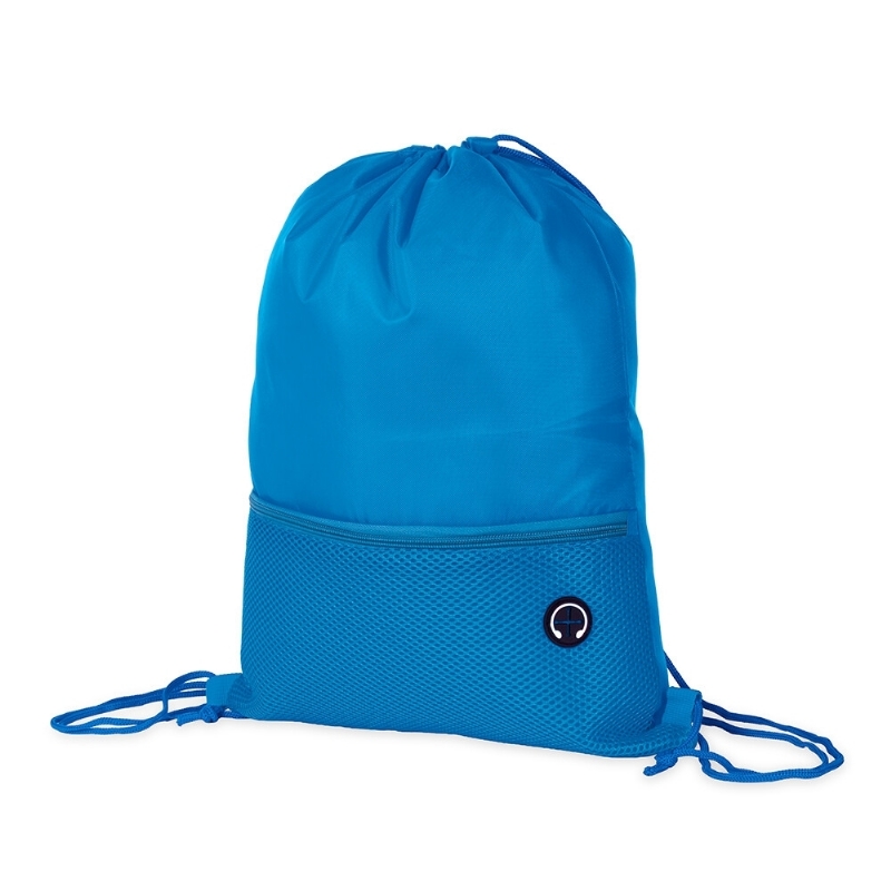 Foto Mochila Saco Com Bolso Poliéster Personalizada Azul Claro