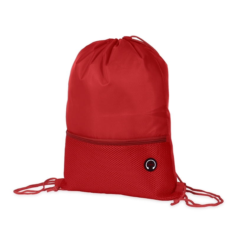 Foto Mochila Saco Com Bolso Poliéster Personalizada Vermelha