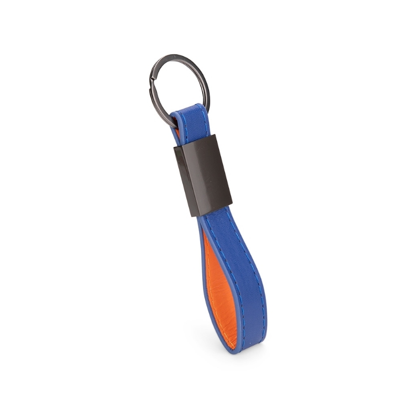 Foto Chaveiro Metal Couro Sintético Personalizado Azul