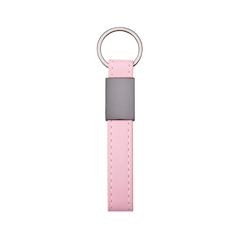 Foto Chaveiro Metal Couro Sintético Personalizado Rosa