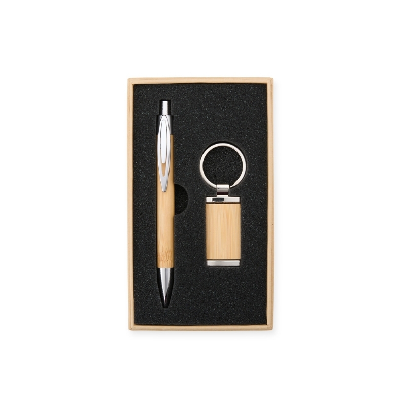 Foto Kit Caneta e Chaveiro Bambu Personalizado Para Brinde