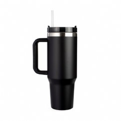 Foto Caneca Inox Parede Dupla Personalizada Preta